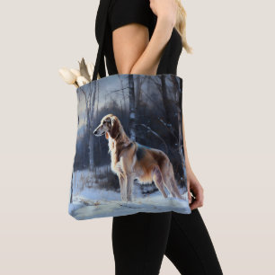 Saluki liet het sneeuwen Kerstmis Tote Bag