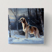Saluki liet het sneeuwen Kerstmis Vierkante Button 5,1 Cm (Voorkant)
