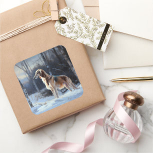 Saluki liet het sneeuwen Kerstmis Vierkante Sticker