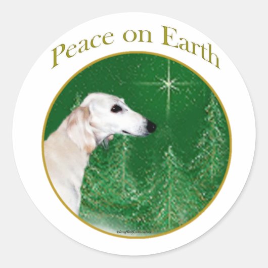 Saluki Peace Ronde Sticker (Voorkant)