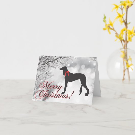 Saluki Prettig kerstfeest  Kaart (Gele Bloem)