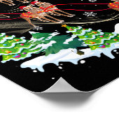 Saluki rendier kersthond rijden Santa Hat Xma Poster (Hoek)