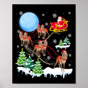 Saluki rendier kersthond rijden Santa Hat Xma Poster