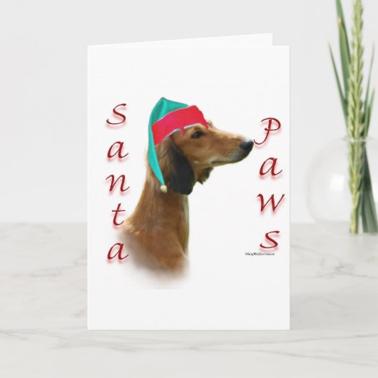 Saluki Santa Paws Feestdagen Kaart (Voorkant)