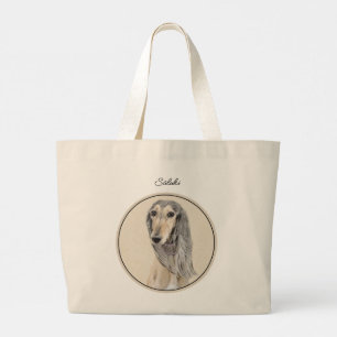 Saluki schilderij Fawn Sable Schattigee originele Grote Tote Bag