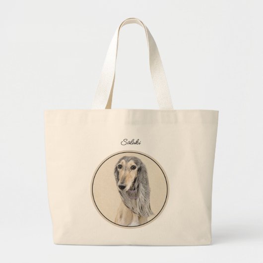 Saluki schilderij Fawn Sable Schattigee originele  Grote Tote Bag (Voorkant)