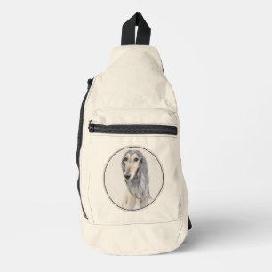 Saluki schilderij Fawn Sable Schattigee originele  Sling Bag