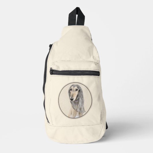 Saluki schilderij Fawn Sable Schattigee originele  Sling Bag (Voorkant)