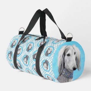 Saluki Schilderij Zilver Gevederd Originele Honden Plunjezak