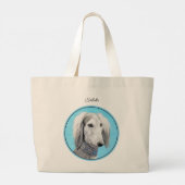 Saluki Schilderij Zilveren Veren Originele Hond Ar Grote Tote Bag (Achterkant)