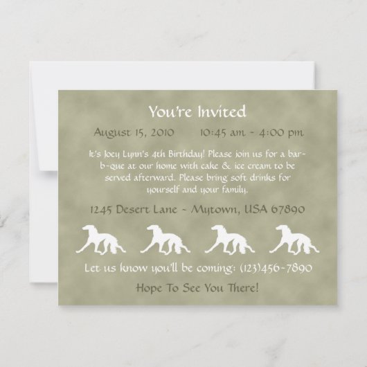 Saluki Silhouette Kaart (Achterkant)