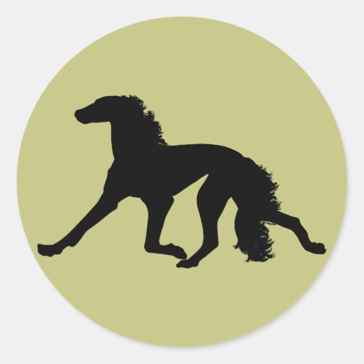 Saluki Silhouette Ronde Sticker (Voorkant)