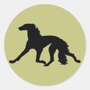 Saluki Silhouette Ronde Sticker