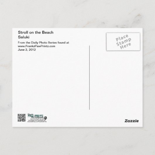 Saluki Stroll op het strand Briefkaart (Achterkant)