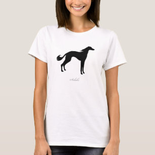 Saluki T-shirt (zwart silhouet)
