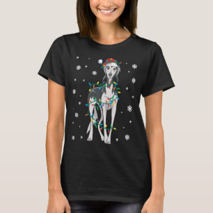 Saluki verpakt in kerstverlichting hond t-shirt