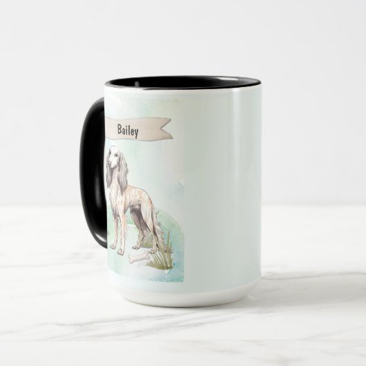 Saluki Watercolor Personalized Dog Mok (Voorkant links)