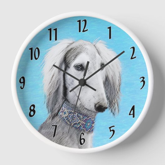 Saluki (zilver) schilderen - Kute Original Dog Art (Voorkant)