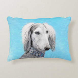 Saluki (zilver) schilderen - Kute Original Dog Art Accent Kussen