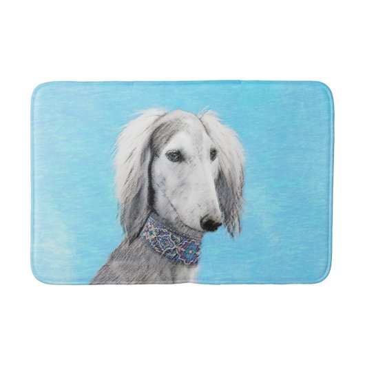 Saluki (zilver) schilderen - Kute Original Dog Art Badmat (Voorkant)