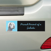 Saluki (zilver) schilderen - Kute Original Dog Art Bumpersticker (Op auto)