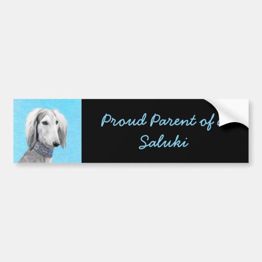Saluki (zilver) schilderen - Kute Original Dog Art Bumpersticker (Voorkant)