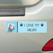 Saluki (zilver) schilderen - Kute Original Dog Art Bumpersticker (Op auto)