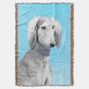 Saluki (zilver) schilderen - Kute Original Dog Art Deken
