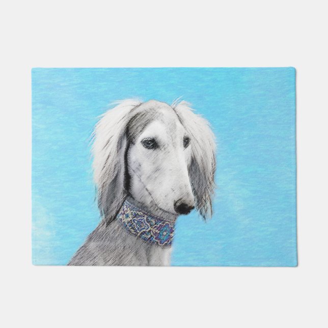 Saluki (zilver) schilderen - Kute Original Dog Art Deurmat (Voorkant)