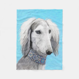 Saluki (zilver) schilderen - Kute Original Dog Art Fleece Deken