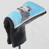 Saluki (zilver) schilderen - Kute Original Dog Art Golfheadcover (3/4 voorkant)