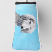 Saluki (zilver) schilderen - Kute Original Dog Art Golfheadcover (Draai 90)