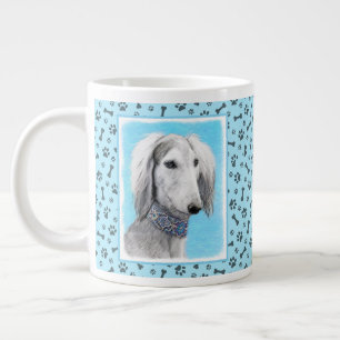Saluki (zilver) schilderen - Kute Original Dog Art Grote Koffiekop
