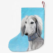 Saluki (zilver) schilderen - Kute Original Dog Art Kleine Kerstsok (Achterkant)