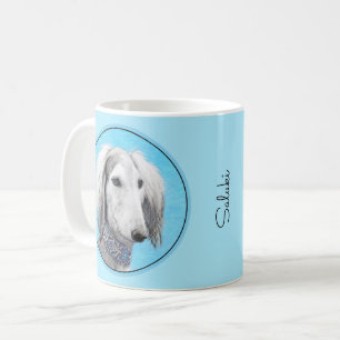 Saluki (zilver) schilderen - Kute Original Dog Art Koffiemok