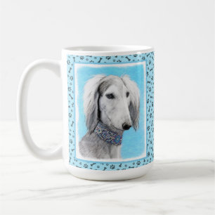 Saluki (zilver) schilderen - Kute Original Dog Art Koffiemok