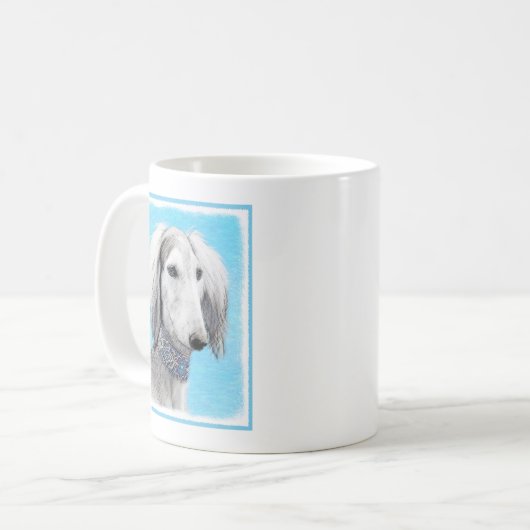 Saluki (zilver) schilderen - Kute Original Dog Art Koffiemok (Voorkant links)