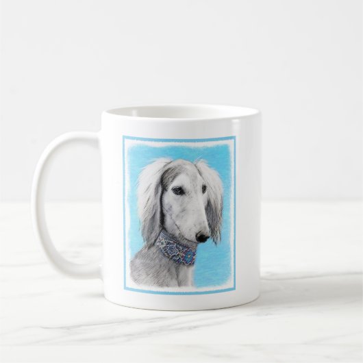 Saluki (zilver) schilderen - Kute Original Dog Art Koffiemok (Links)