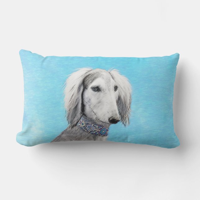 Saluki (zilver) schilderen - Kute Original Dog Art Kussen (Voorkant)