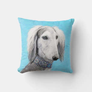 Saluki (zilver) schilderen - Kute Original Dog Art Kussen