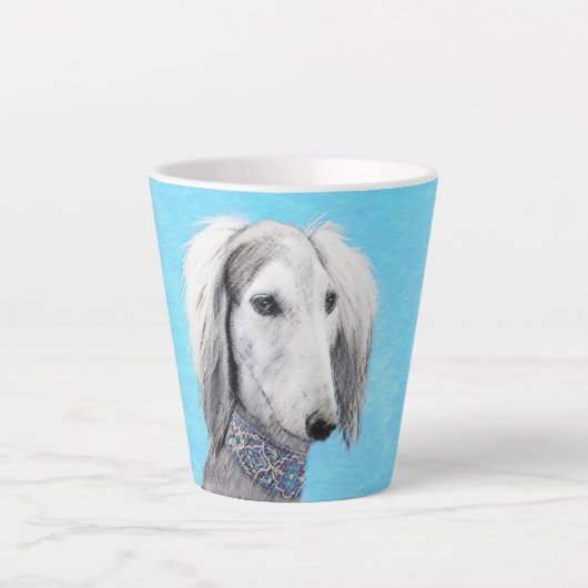 Saluki (zilver) schilderen - Kute Original Dog Art Latte Mok (Voorkant)