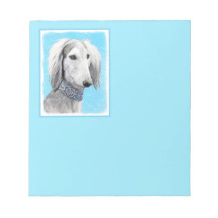 Saluki (zilver) schilderen - Kute Original Dog Art Notitieblok
