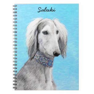 Saluki (zilver) schilderen - Kute Original Dog Art Notitieboek