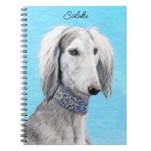 Saluki (zilver) schilderen - Kute Original Dog Art Notitieboek