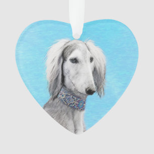Saluki (zilver) schilderen - Kute Original Dog Art Ornament
