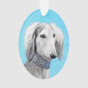 Saluki (zilver) schilderen - Kute Original Dog Art Ornament