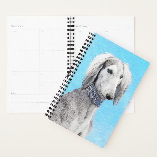 Saluki (zilver) schilderen - Kute Original Dog Art Planner (Display)