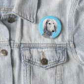 Saluki (zilver) schilderen - Kute Original Dog Art Ronde Button 5,7 Cm (In situ)