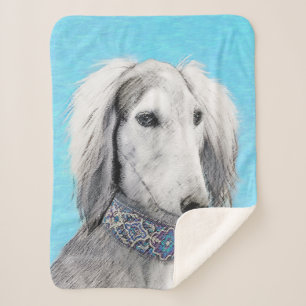 Saluki (zilver) schilderen - Kute Original Dog Art Sherpa Deken