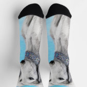 Saluki (zilver) schilderen - Kute Original Dog Art Sokken (Top)